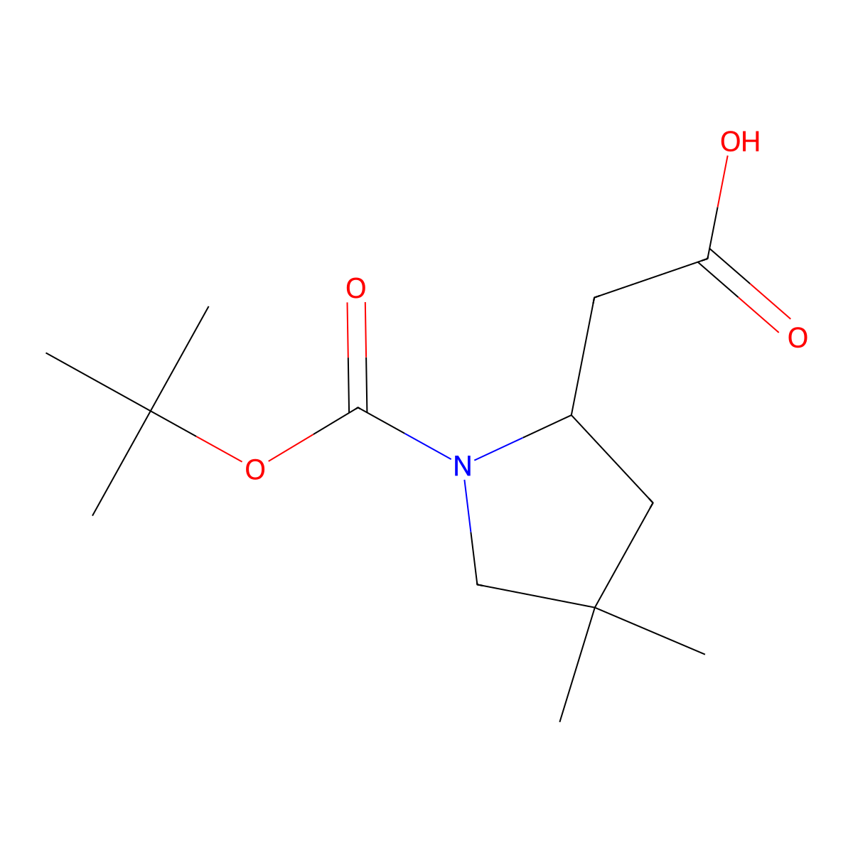 2-{1-[(Tert-butoxy)carbonyl]-4,4-dimethylpyrrolidin-2-yl}acetic acid molecular structure, CAS 2167516-48-3