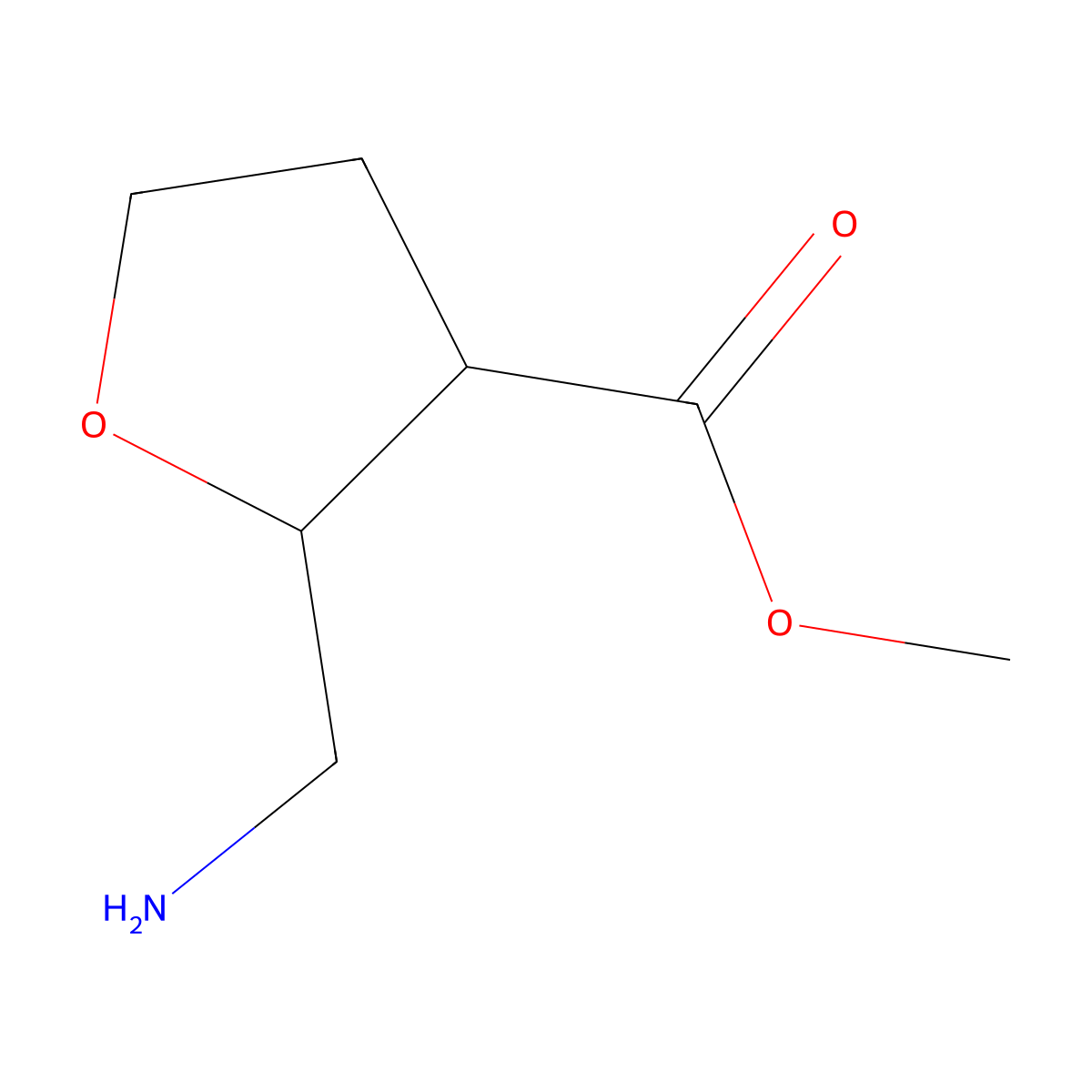 Methyl 2-(aminomethyl)oxolane-3-carboxylate molecular structure, CAS 2167518-18-3