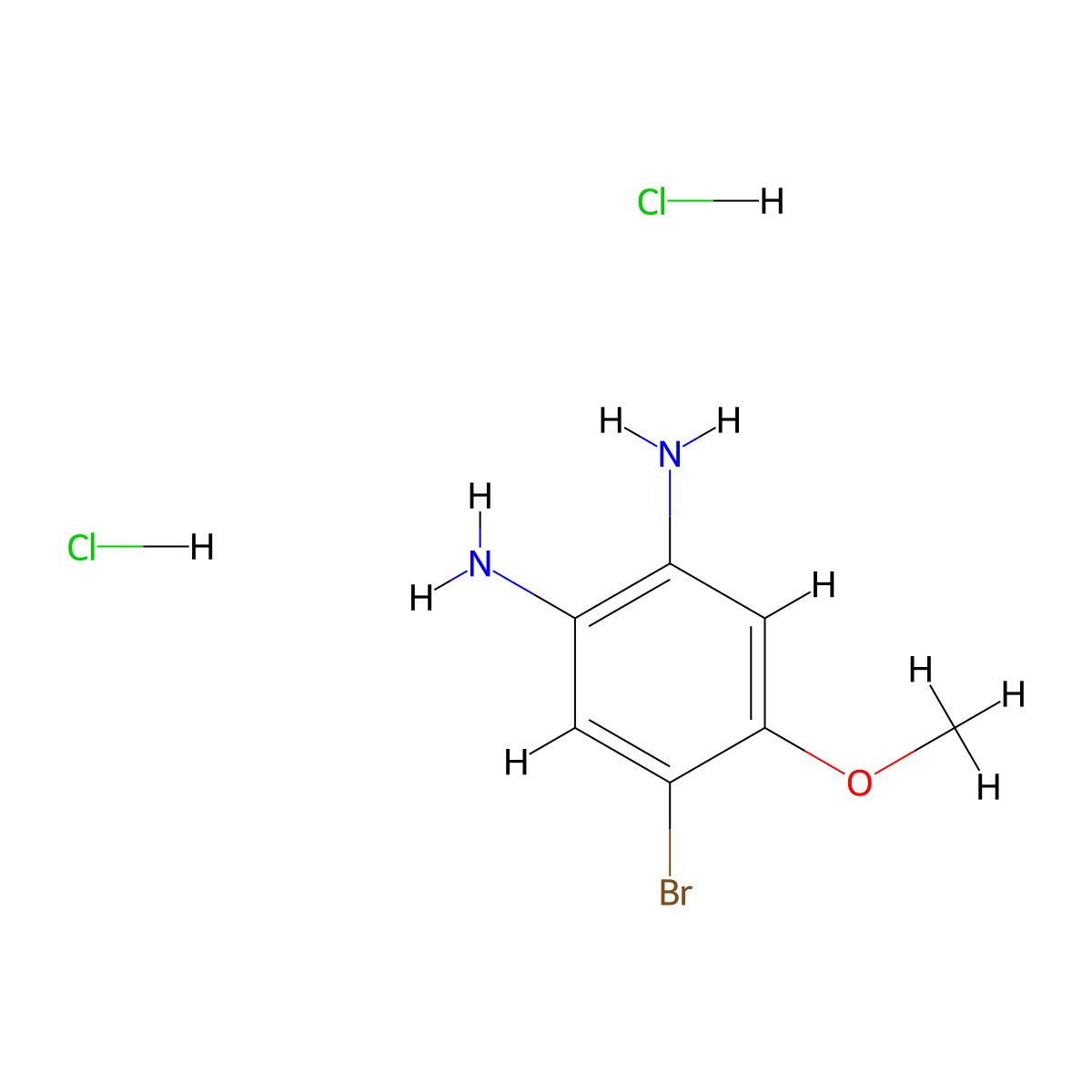 4-Bromo-5-methoxybenzene-1,2-diamine dihydrochloride molecular structure, CAS 216752-62-4