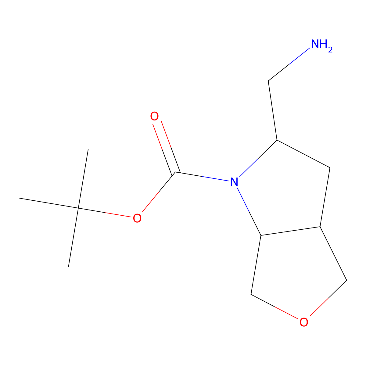 tert-butyl 2-(aminomethyl)-hexahydro-1H-furo[3,4-b]pyrrole-1-carboxylate molecular structure, CAS 2167522-18-9
