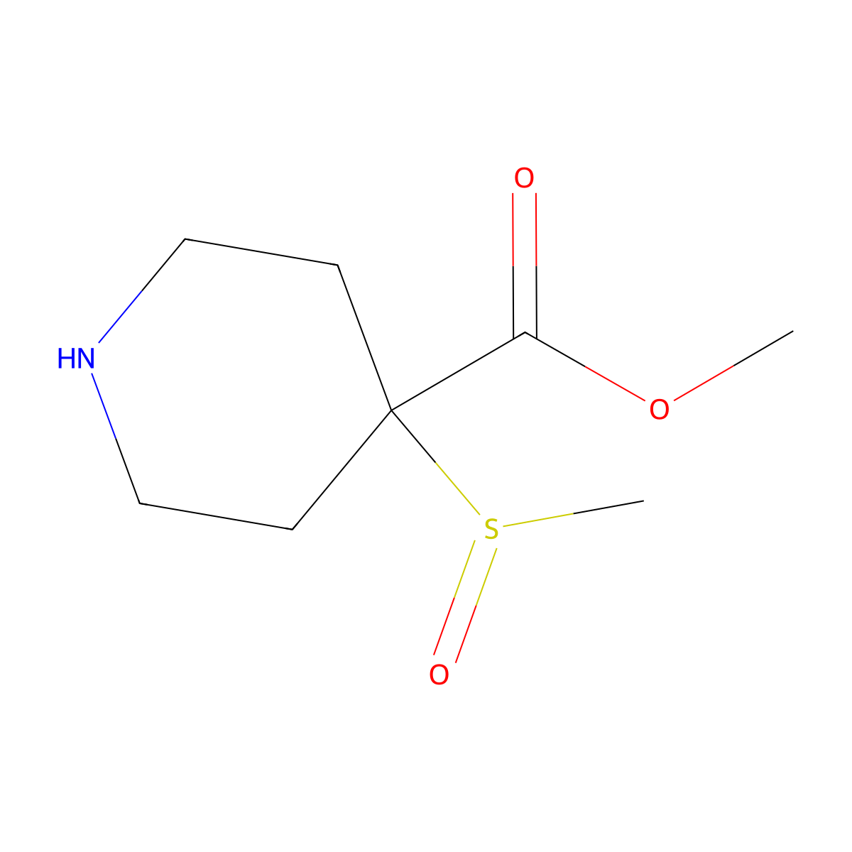 Methyl 4-methanesulfinylpiperidine-4-carboxylate molecular structure, CAS 2167526-68-1