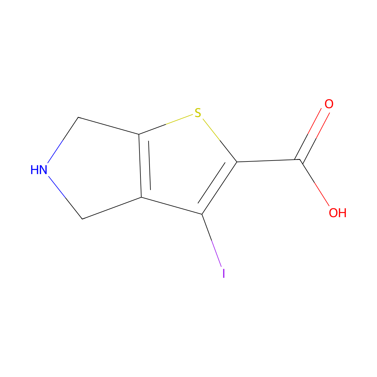 3-iodo-4H,5H,6H-thieno[2,3-c]pyrrole-2-carboxylic acid molecular structure, CAS 2167526-97-6