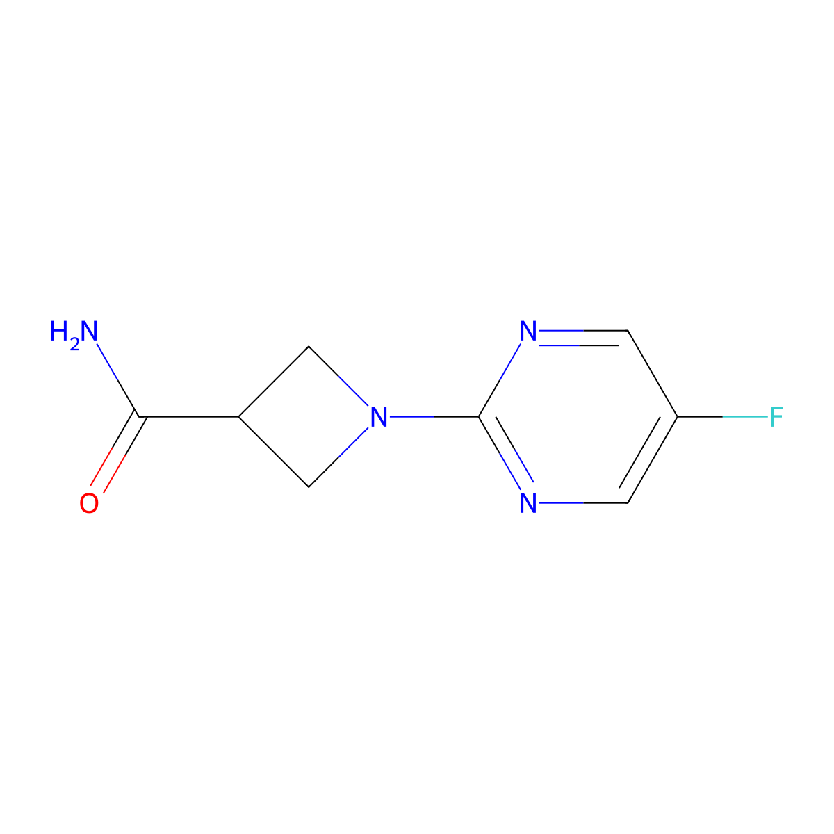 1-(5-Fluoropyrimidin-2-yl)azetidine-3-carboxamide molecular structure, CAS 2167530-43-8