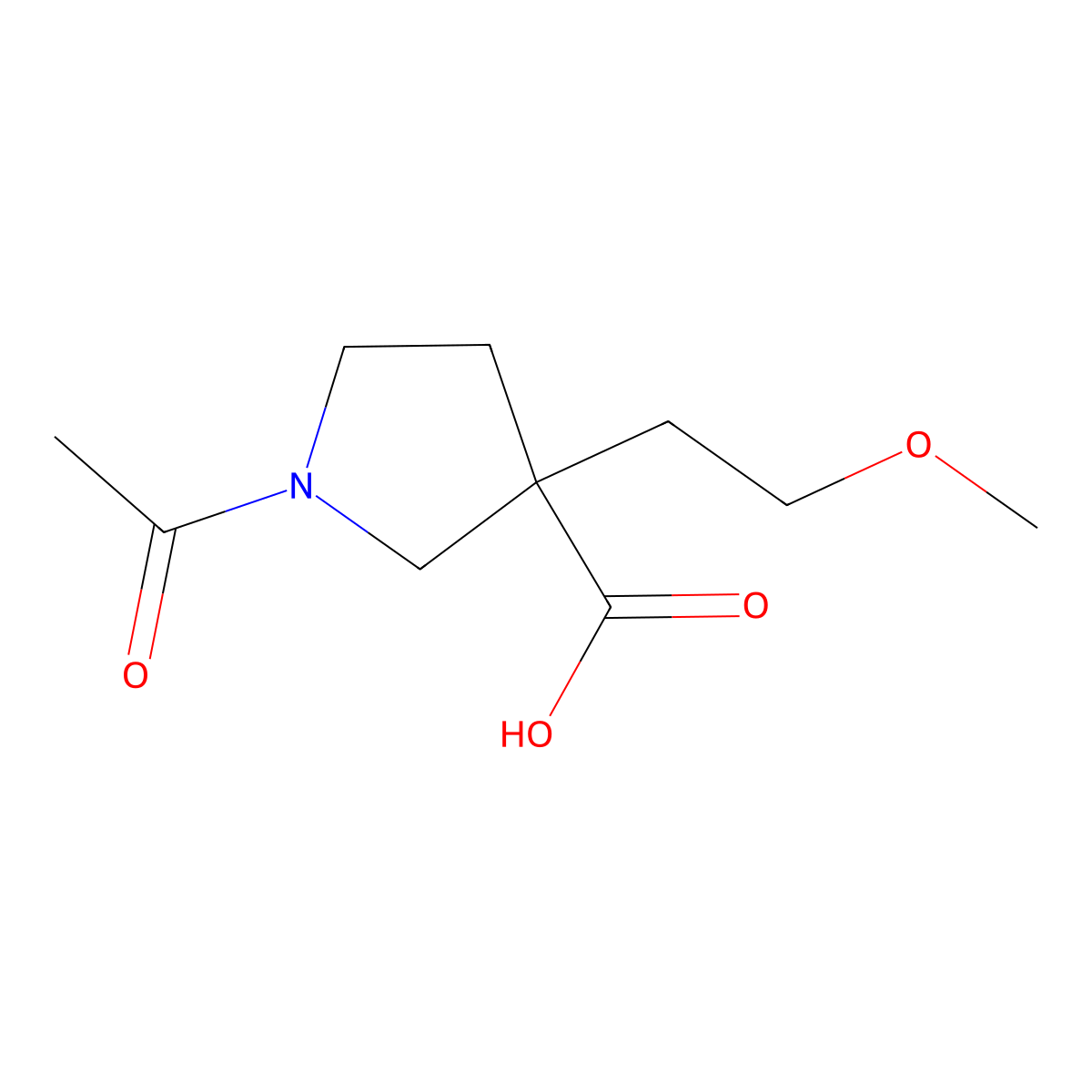 1-Acetyl-3-(2-methoxyethyl)pyrrolidine-3-carboxylic acid molecular structure, CAS 2167533-70-0