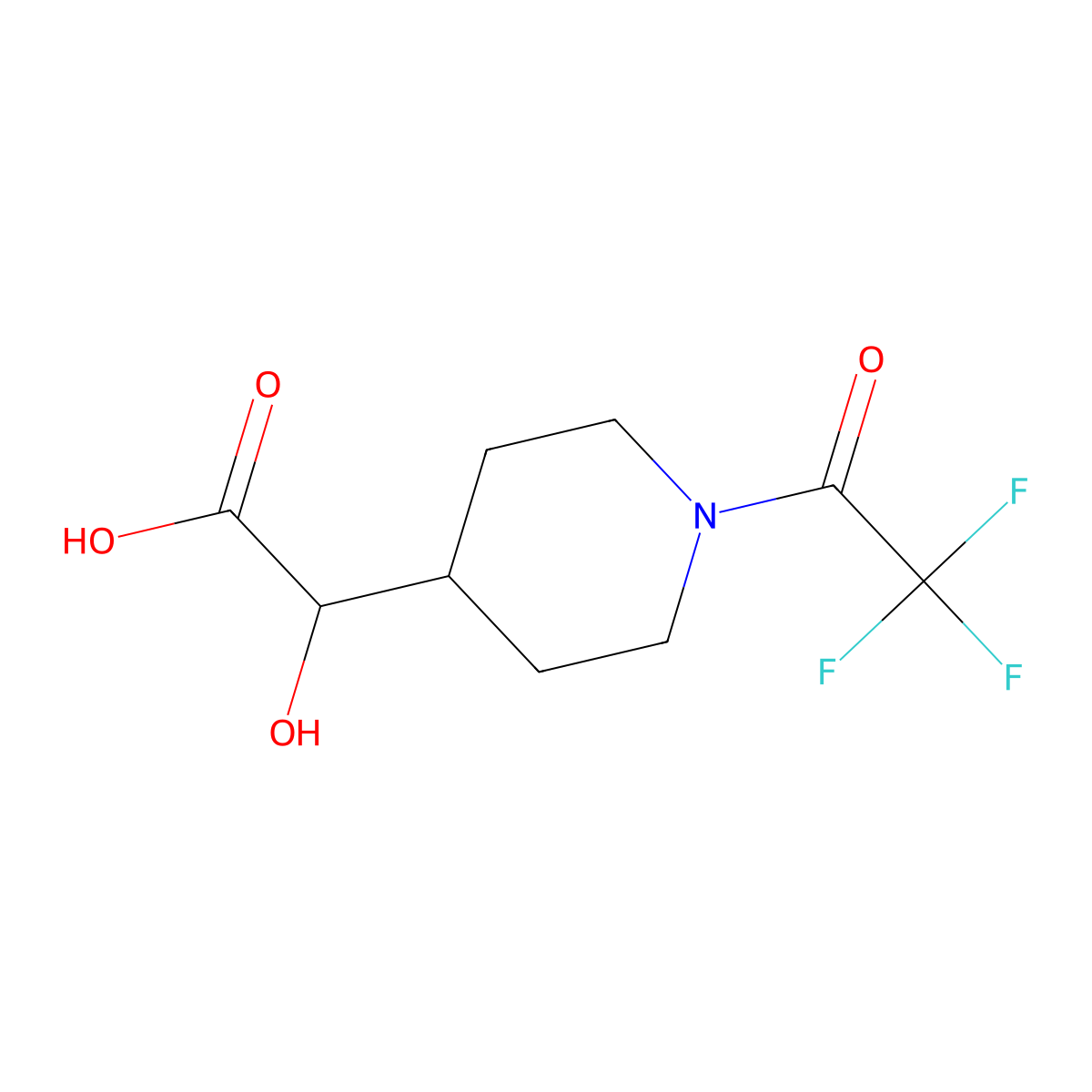 2-Hydroxy-2-[1-(trifluoroacetyl)piperidin-4-yl]acetic acid molecular structure, CAS 2167533-89-1
