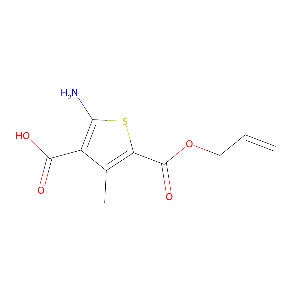 2-Amino-4-methyl-5-[(prop-2-en-1-yloxy)carbonyl]thiophene-3-carboxylic acid molecular structure, CAS 2167535-77-3