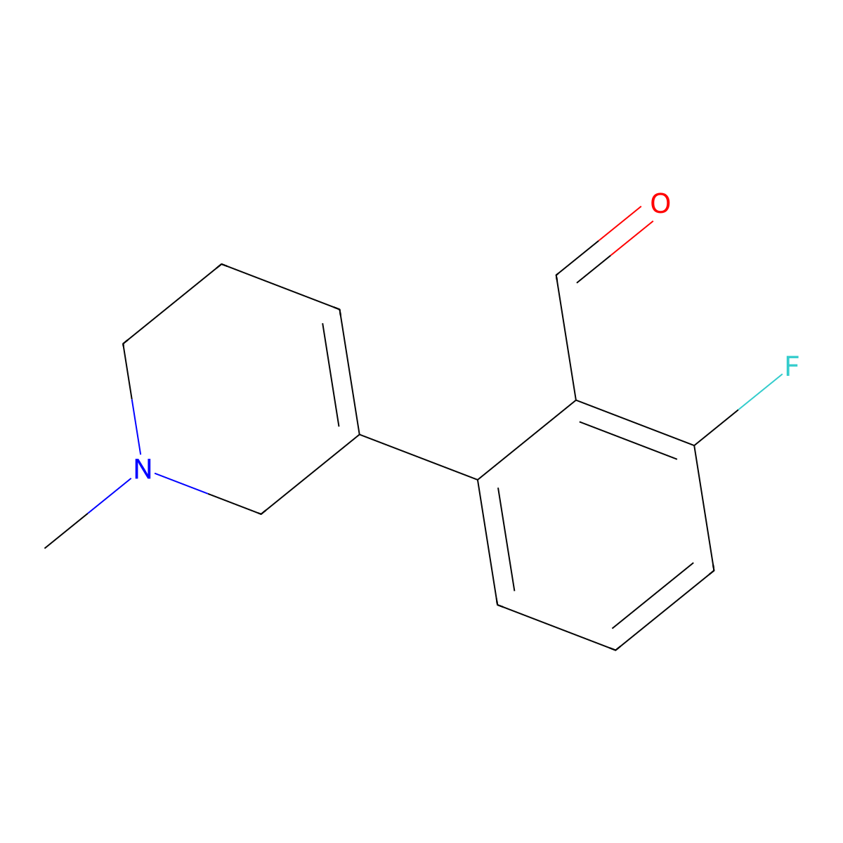 2-Fluoro-6-(1-methyl-1,2,5,6-tetrahydropyridin-3-yl)benzaldehyde molecular structure, CAS 2167538-83-0