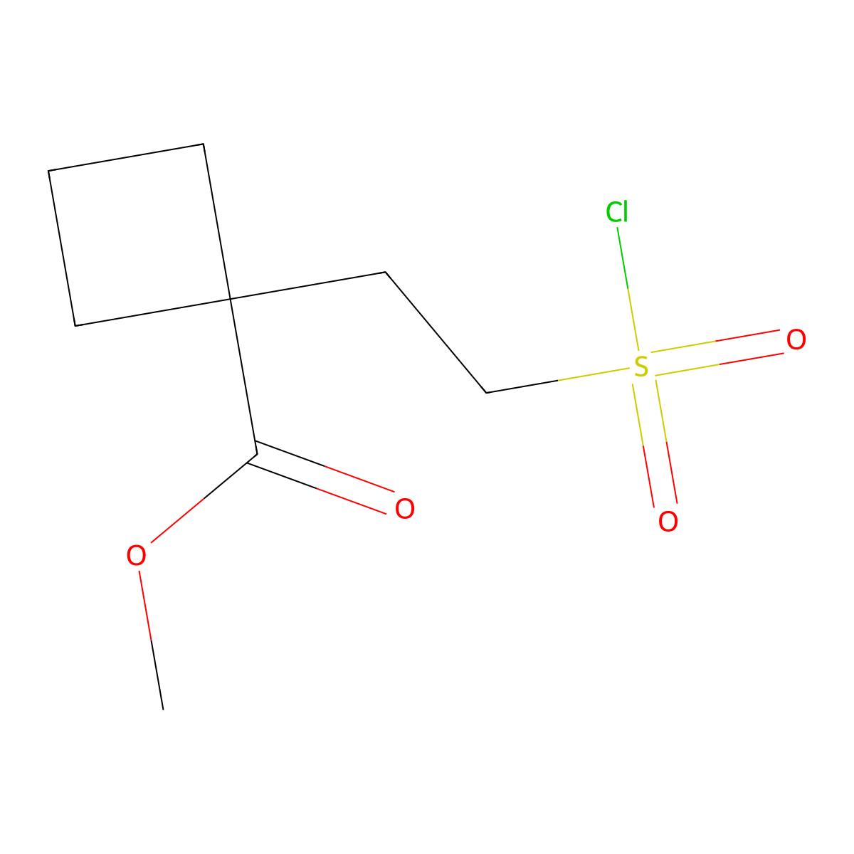Methyl 1-[2-(chlorosulfonyl)ethyl]cyclobutane-1-carboxylate molecular structure, CAS 2167540-69-2