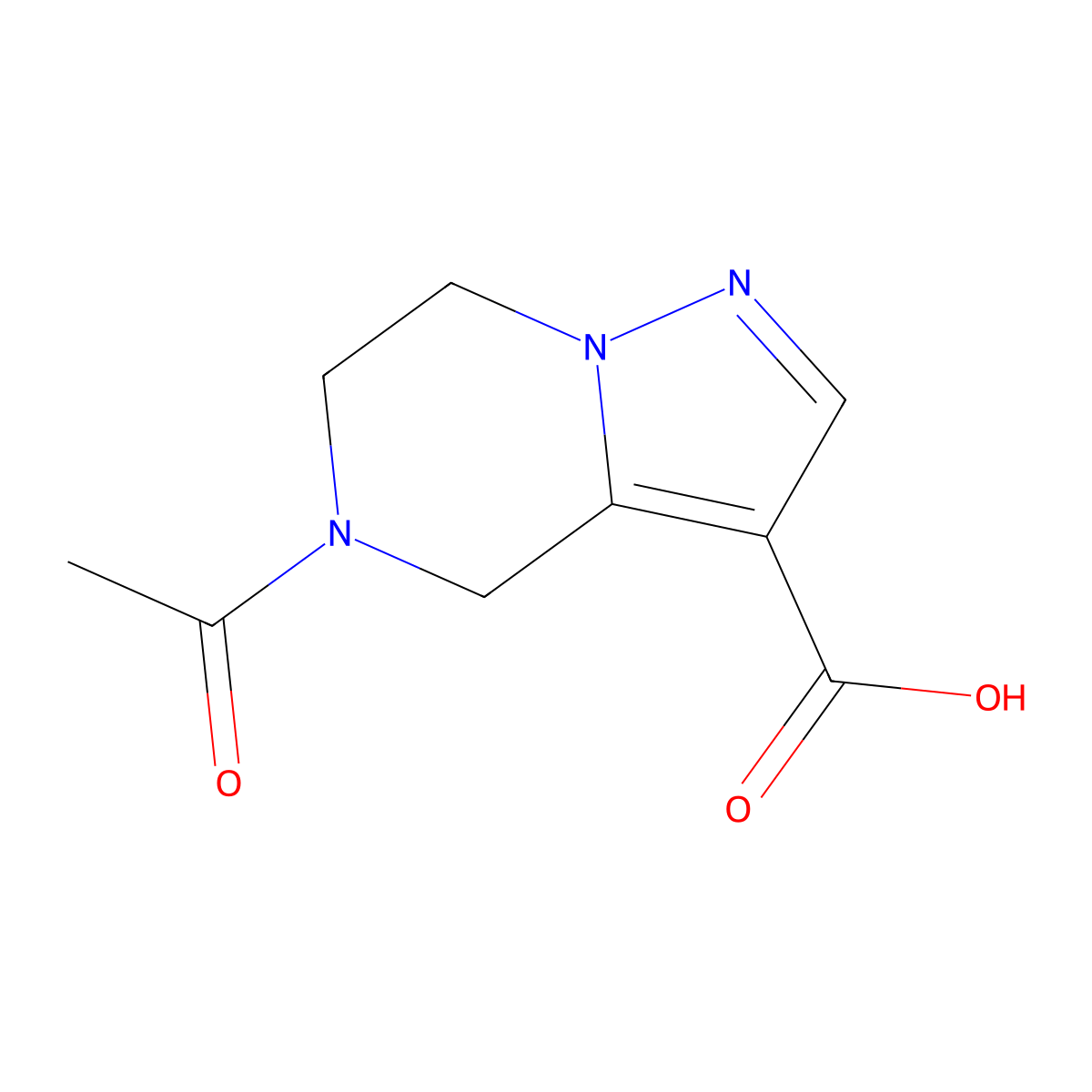 5-acetyl-4H,5H,6H,7H-pyrazolo[1,5-a]pyrazine-3-carboxylic acid molecular structure, CAS 2167546-89-4