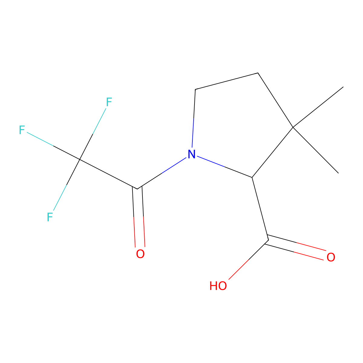3,3-Dimethyl-1-(trifluoroacetyl)pyrrolidine-2-carboxylic acid molecular structure, CAS 2167569-18-6