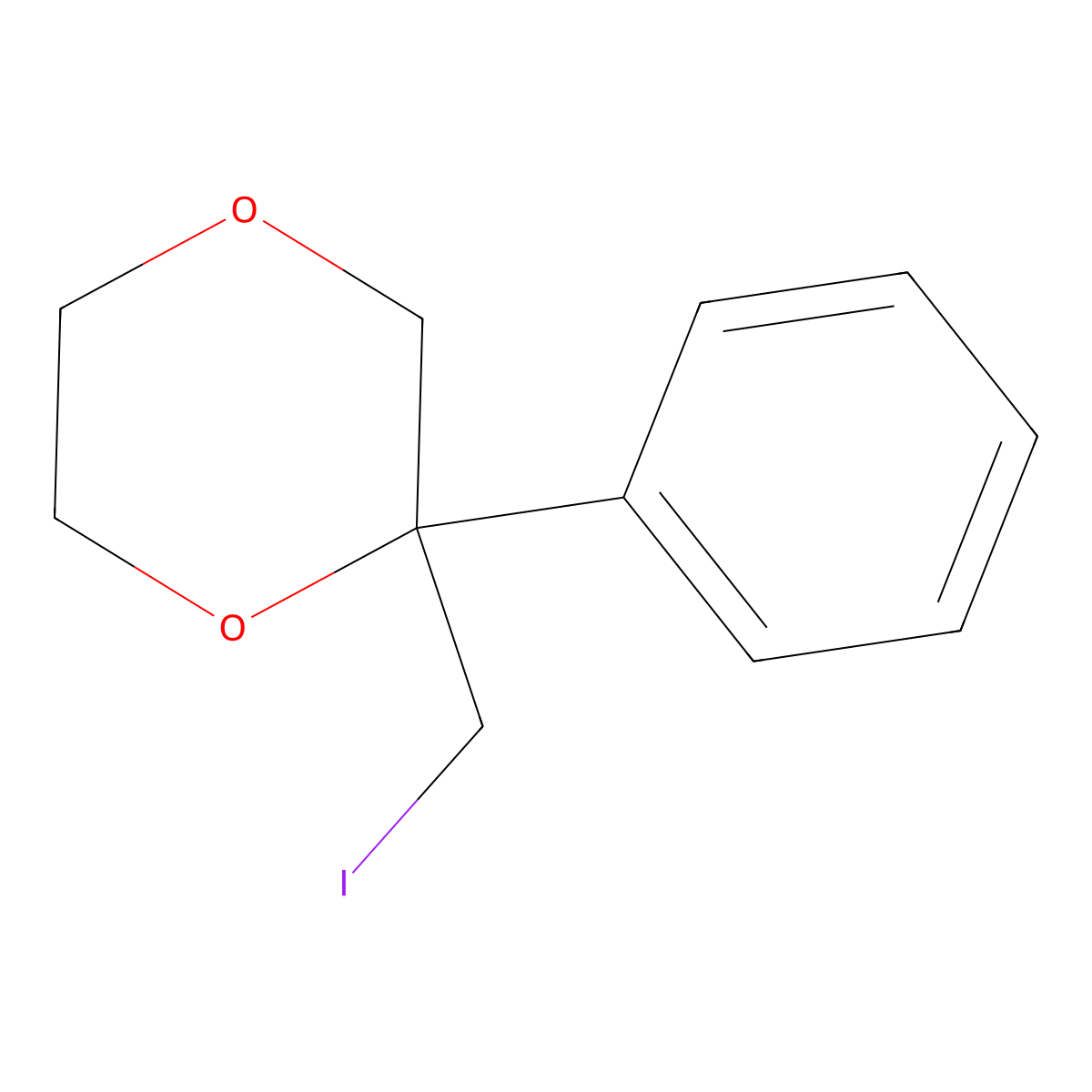 2-(Iodomethyl)-2-phenyl-1,4-dioxane molecular structure, CAS 2167571-29-9