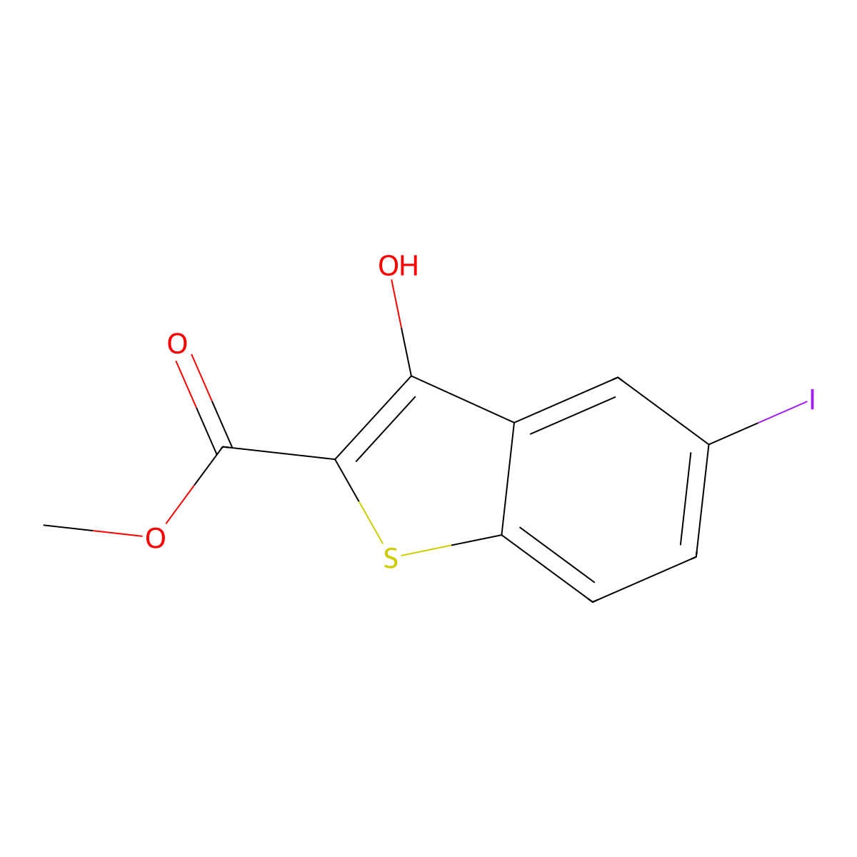Methyl 3-hydroxy-5-iodobenzo[b]thiophene-2-carboxylate molecular structure, CAS 2167583-38-0