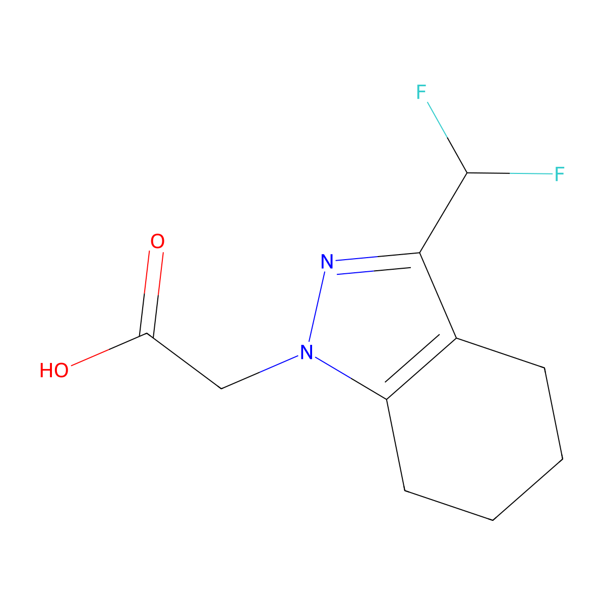 2-(3-(difluoromethyl)-4,5,6,7-tetrahydro-1H-indazol-1-yl)acetic acid molecular structure, CAS 2167584-36-1