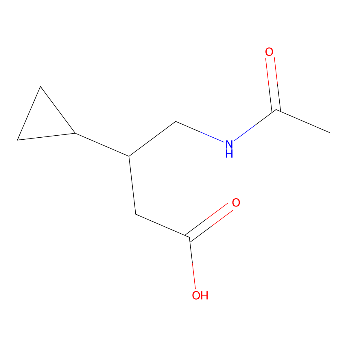 3-Cyclopropyl-4-acetamidobutanoic acid molecular structure, CAS 2167593-34-0