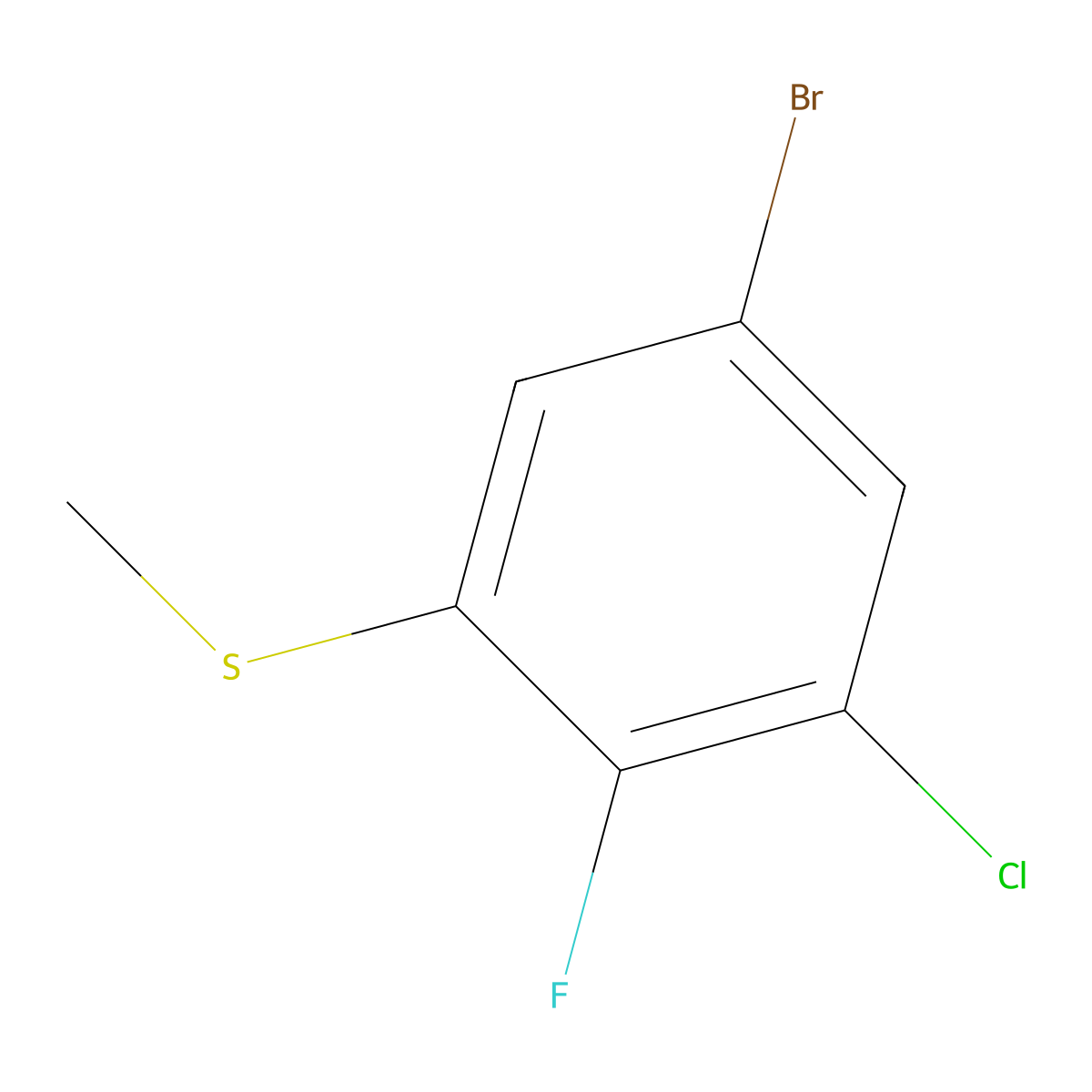 (5-Bromo-3-chloro-2-fluorophenyl)(methyl)sulfane molecular structure, CAS 2167595-64-2