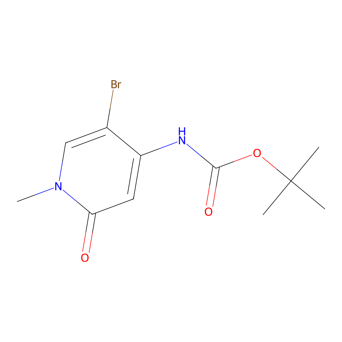 tert-Butyl (5-bromo-1-methyl-2-oxo-1,2-dihydropyridin-4-yl)carbamate molecular structure, CAS 2167600-64-6