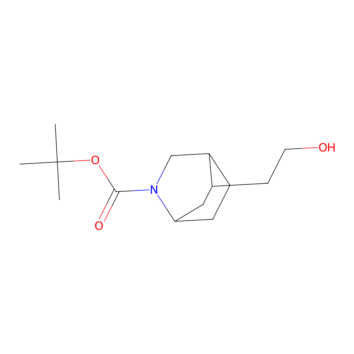 Tert-butyl 5-(2-hydroxyethyl)-2-azabicyclo[2.2.2]octane-2-carboxylate molecular structure, CAS 2167608-41-3