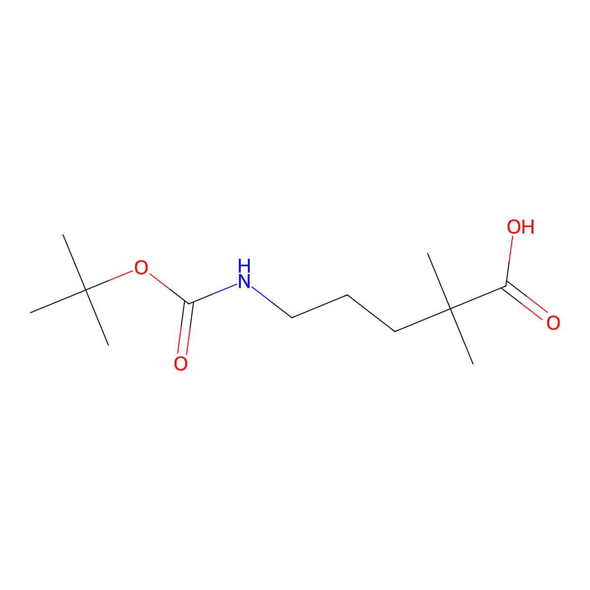 5-{[(Tert-butoxy)carbonyl]amino}-2,2-dimethylpentanoicacid molecular structure, CAS 2167610-42-4