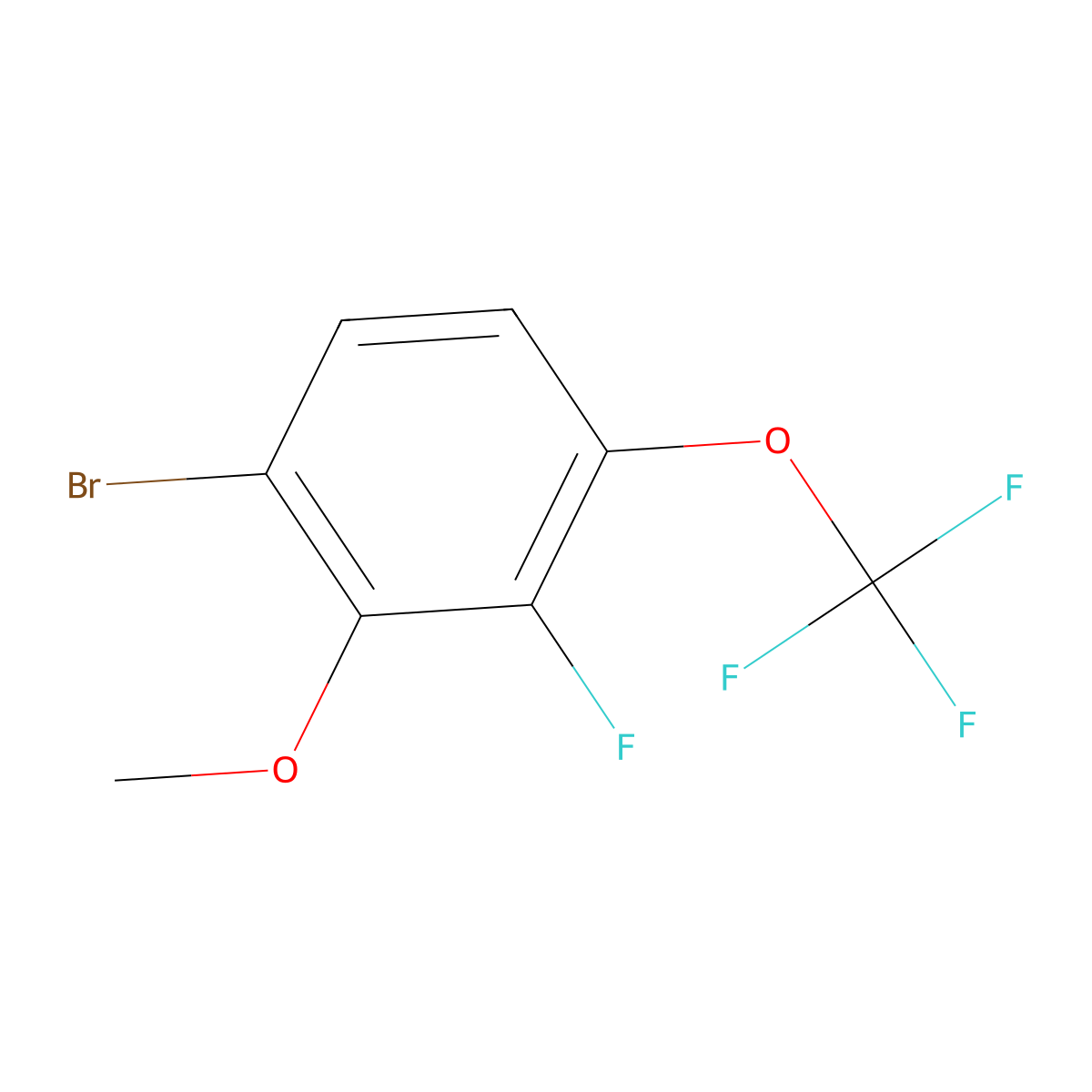 1-Bromo-3-fluoro-2-methoxy-4-(trifluoromethoxy)benzene molecular structure, CAS 2167614-08-4