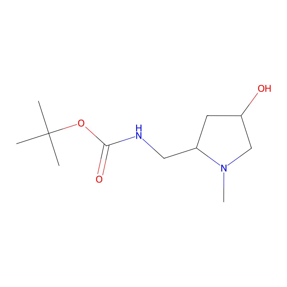 tert-butyl N-[(4-hydroxy-1-methylpyrrolidin-2-yl)methyl]carbamate molecular structure, CAS 2167618-62-2