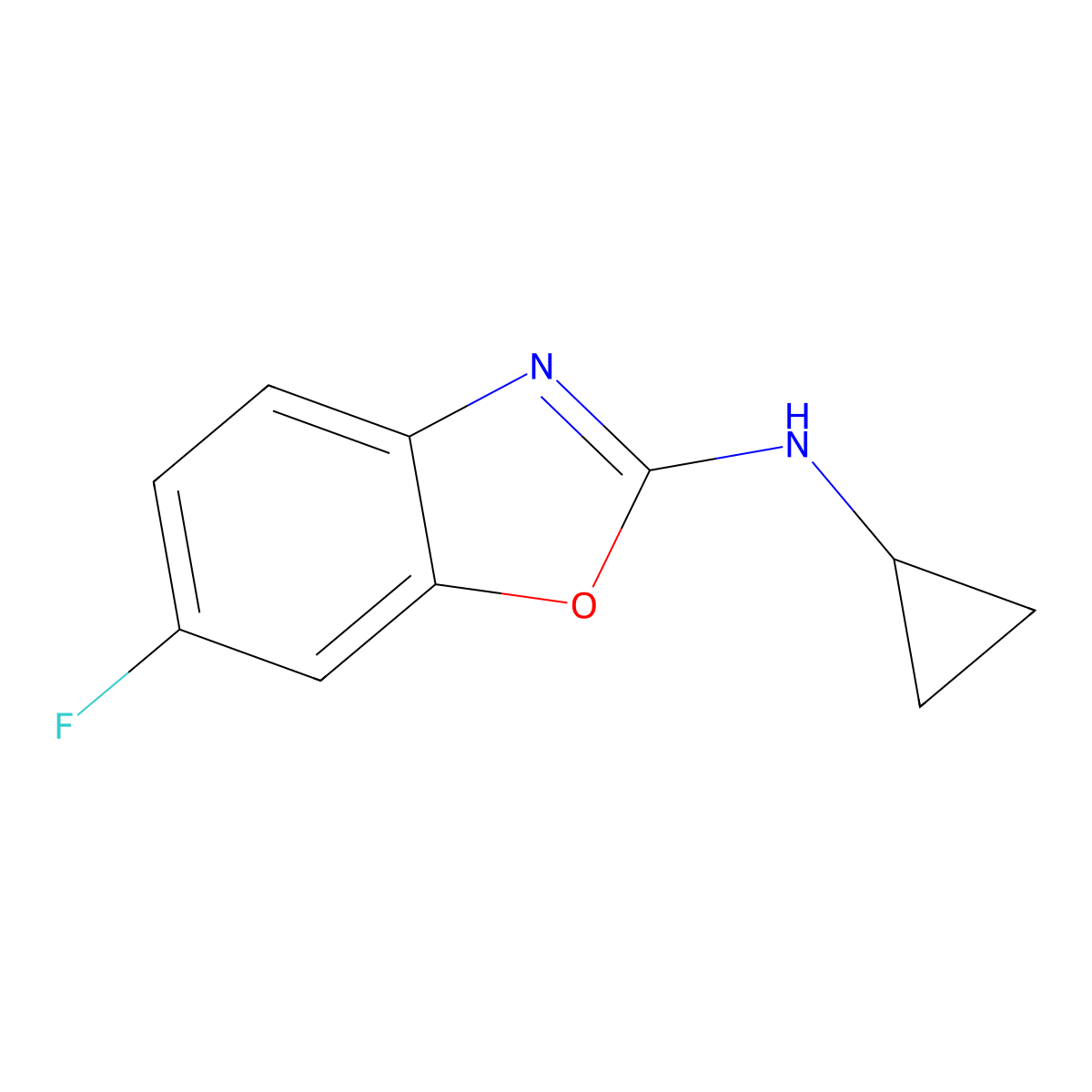 N-cyclopropyl-6-fluoro-1,3-benzoxazol-2-amine molecular structure, CAS 2167618-72-4
