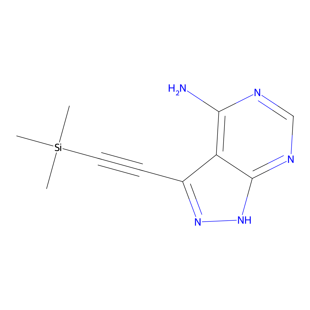 3-((trimethylsilyl)ethynyl)-1H-pyrazolo[3,4-d]pyrimidin-4-amine molecular structure, CAS 2167619-10-3
