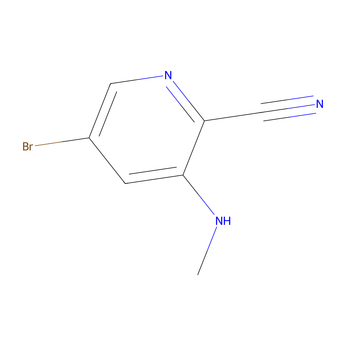 5-Bromo-3-methylamino-pyridine-2-carbonitrile molecular structure, CAS 2167619-52-3