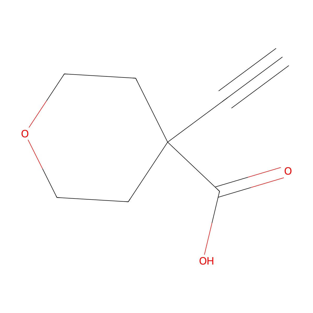 4-Ethynyltetrahydro-2H-pyran-4-carboxylic acid molecular structure, CAS 2167622-62-8