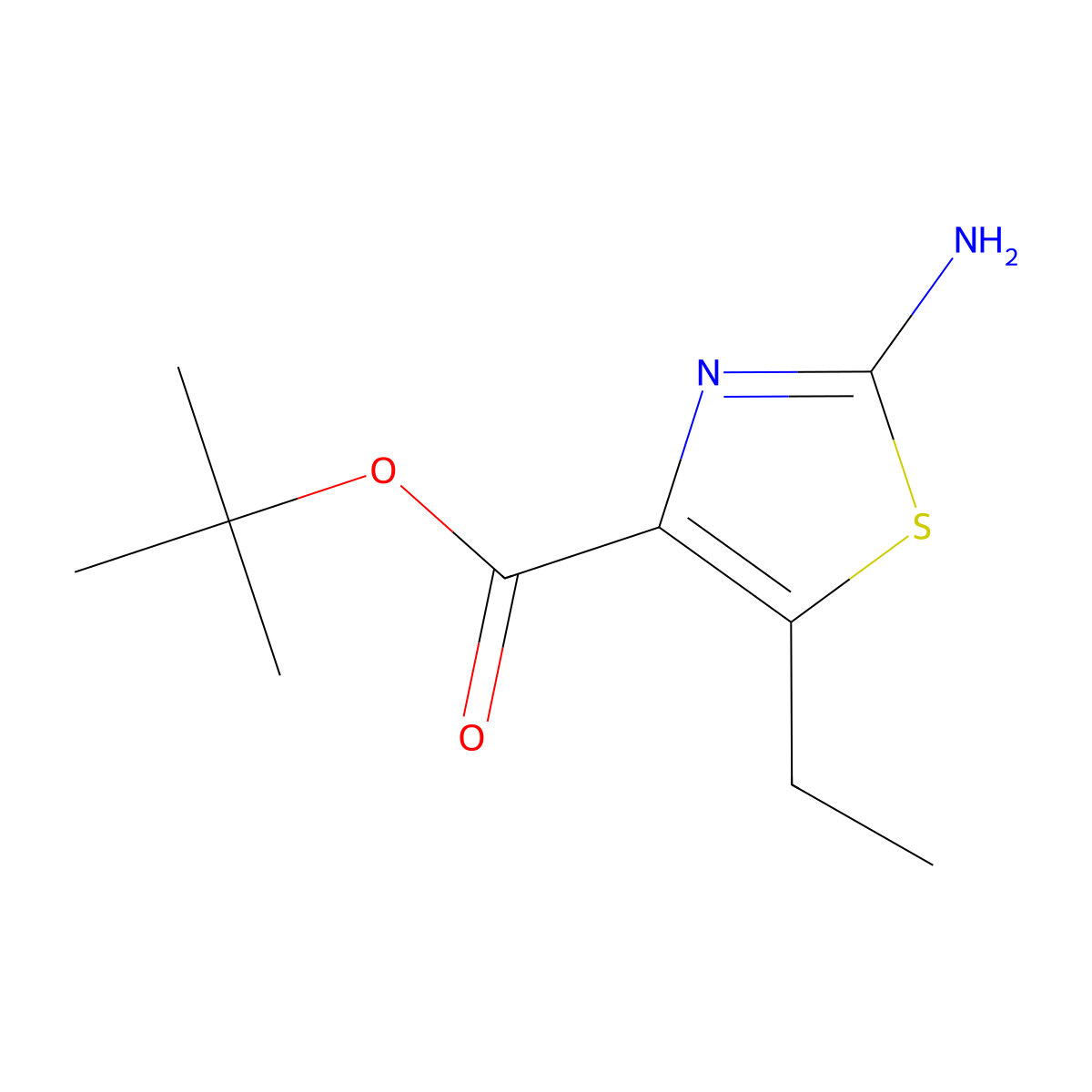 Tert-butyl 2-amino-5-ethyl-1,3-thiazole-4-carboxylate molecular structure, CAS 2167626-36-8