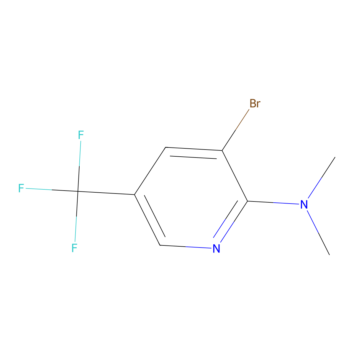 3-bromo-N,N-dimethyl-5-(trifluoromethyl)pyridin-2-amine molecular structure, CAS 216765-95-6