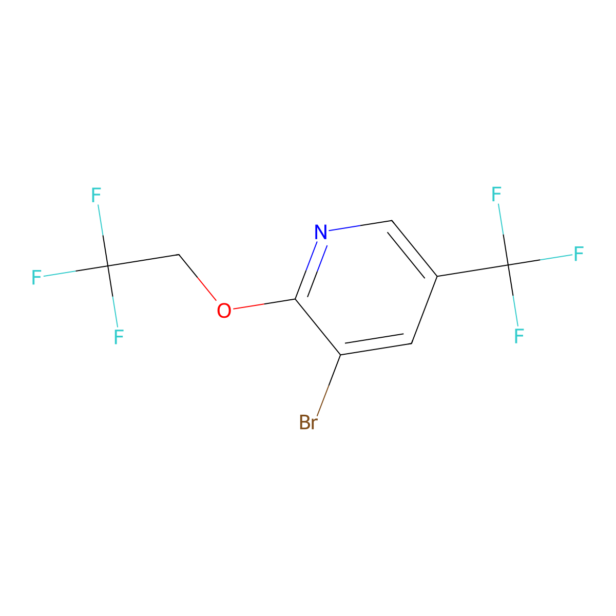 3-Bromo-2-(2,2,2-trifluoroethoxy)-5-(trifluoromethyl)pyridine molecular structure, CAS 216765-97-8