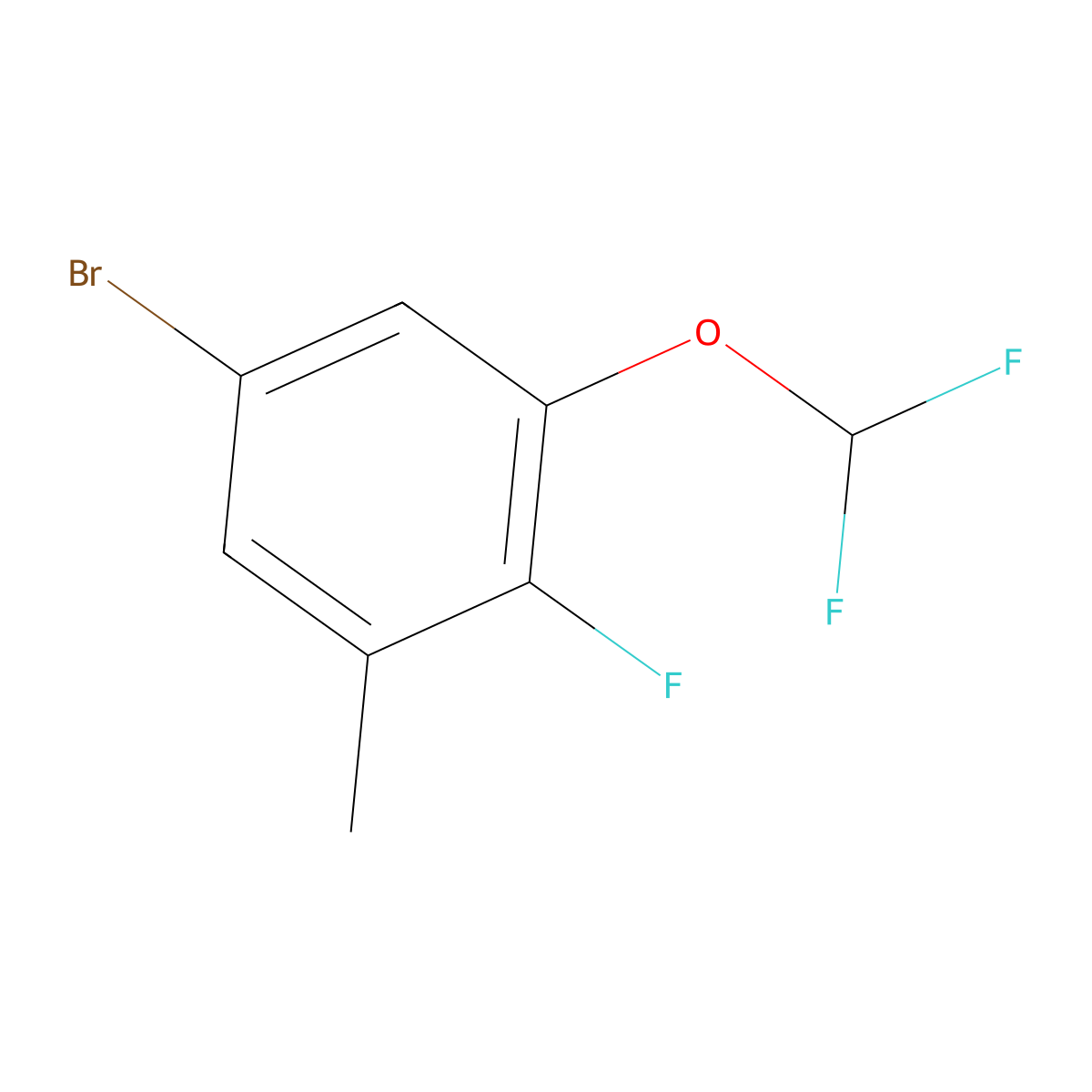 5-Bromo-1-(difluoromethoxy)-2-fluoro-3-methylbenzene molecular structure, CAS 2167653-75-8