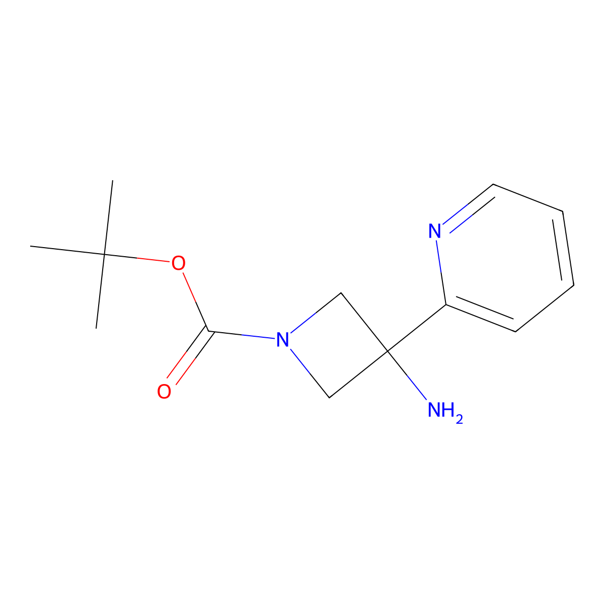 Tert-butyl 3-amino-3-(pyridin-2-yl)azetidine-1-carboxylate molecular structure, CAS 2167677-73-6