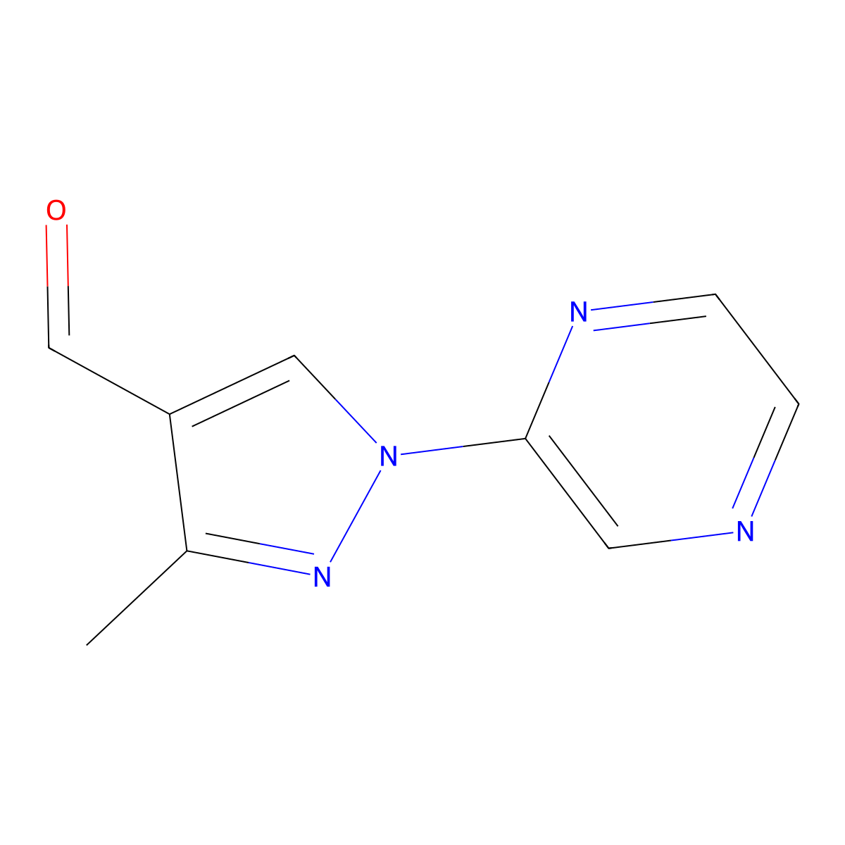 3-methyl-1-(pyrazin-2-yl)-1H-pyrazole-4-carbaldehyde molecular structure, CAS 2167679-02-7