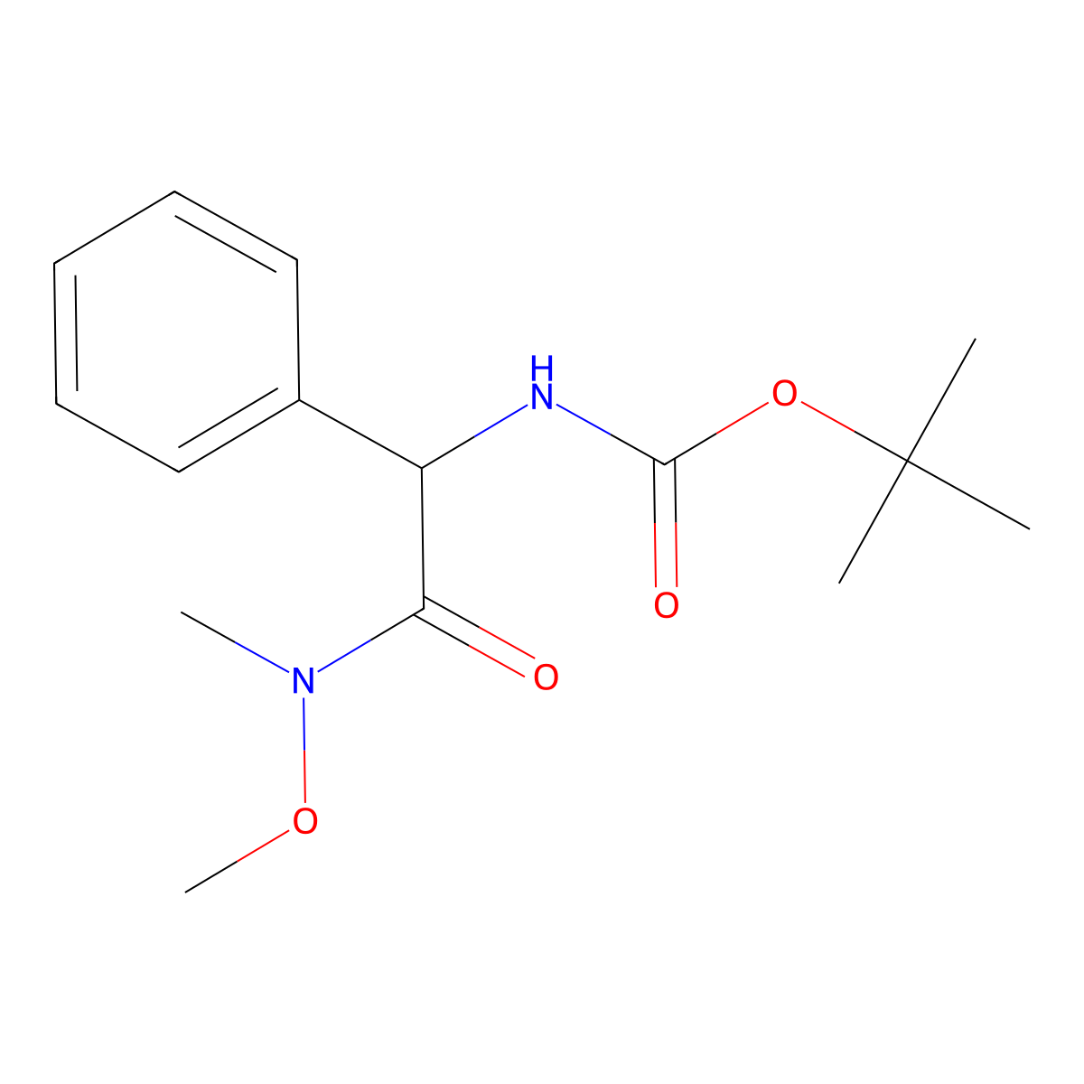 Tert-butyl (s)-(2-(methoxy(methyl)amino)-2-oxo-1-phenylethyl)carbamate molecular structure, CAS 216769-51-6
