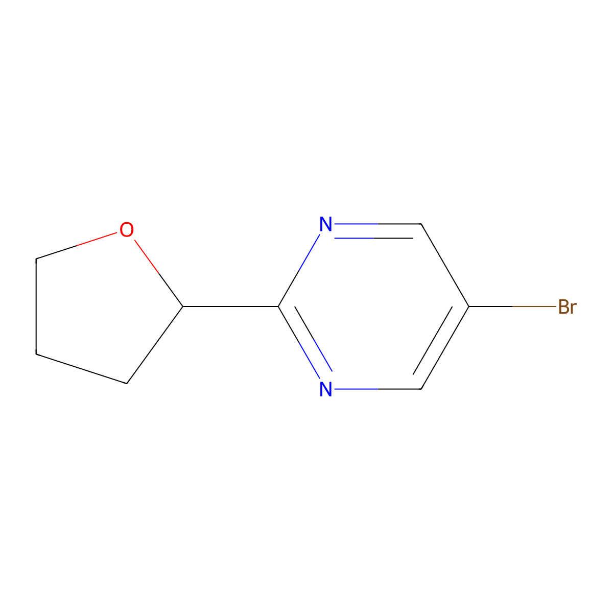 5-Bromo-2-(tetrahydrofuran-2-yl)pyrimidine molecular structure, CAS 2167695-76-1
