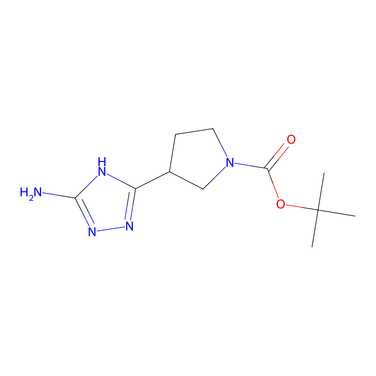 tert-butyl 3-(5-amino-4H-1,2,4-triazol-3-yl)pyrrolidine-1-carboxylate molecular structure, CAS 2167695-92-1