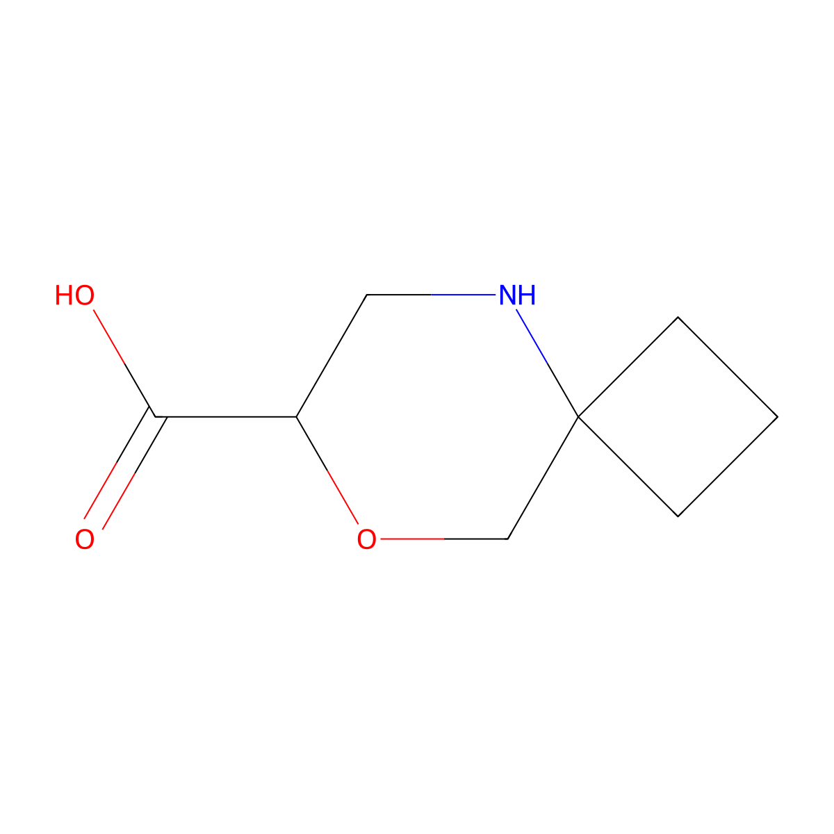 8-Oxa-5-azaspiro[3.5]nonane-7-carboxylic acid molecular structure, CAS 2167698-86-2