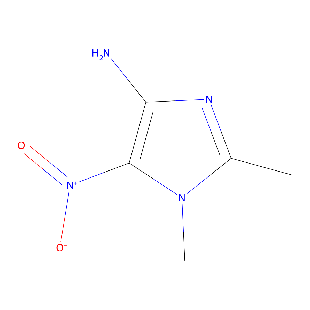 1,2-dimethyl-5-nitro-1H-imidazol-4-amine molecular structure, CAS 21677-56-5