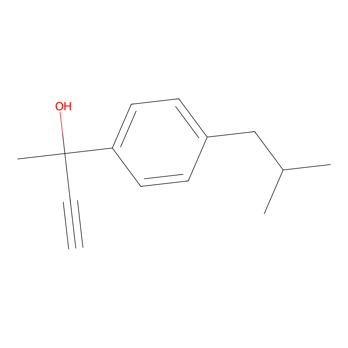 2-[4-(2-Methylpropyl)phenyl]but-3-yn-2-ol molecular structure, CAS 2167702-17-0