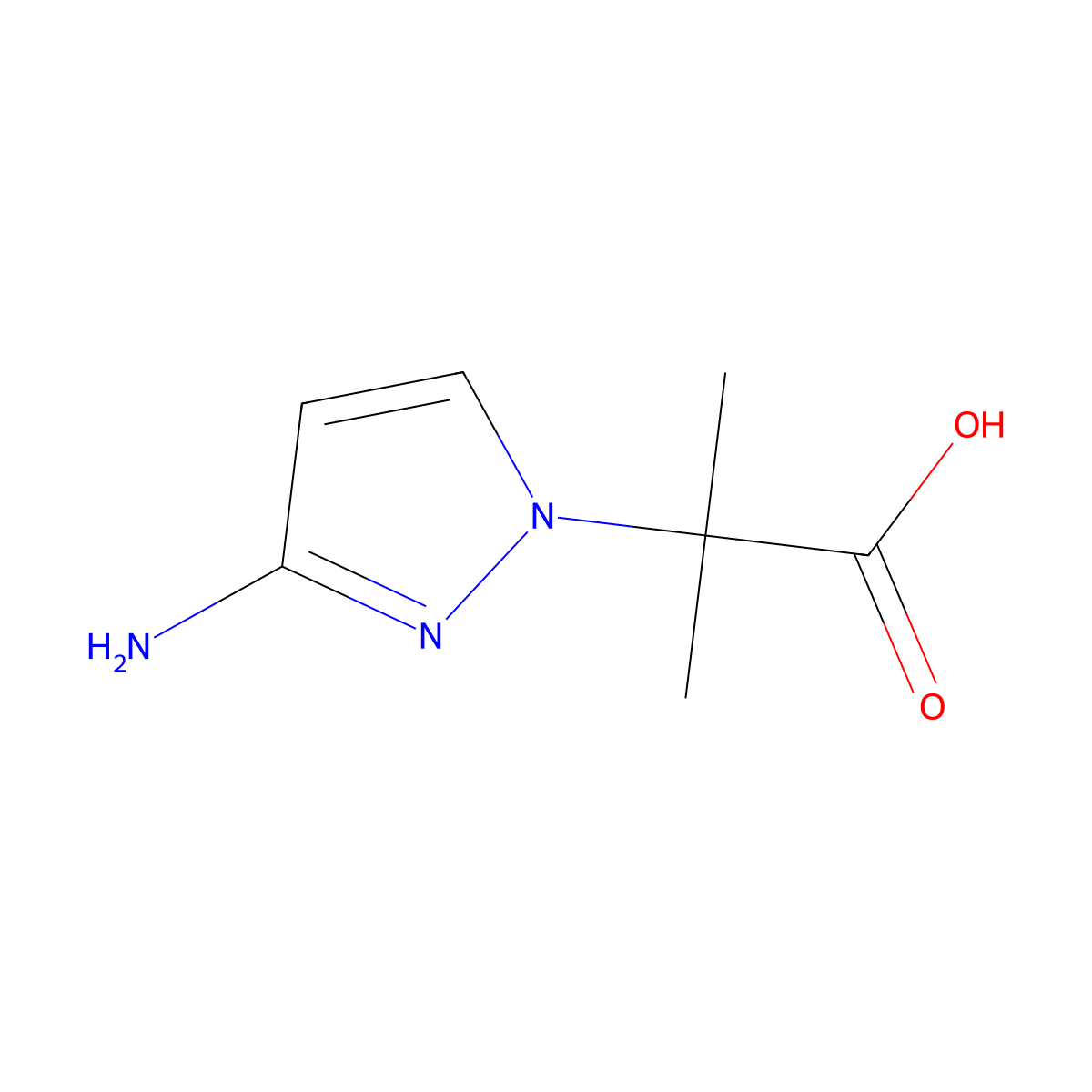 2-(3-amino-1H-pyrazol-1-yl)-2-methylpropanoic acid molecular structure, CAS 2167704-32-5