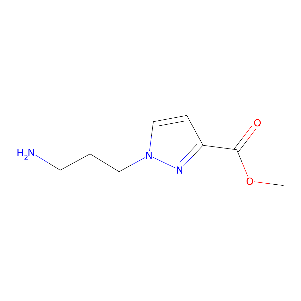 methyl 1-(3-aminopropyl)-1H-pyrazole-3-carboxylate molecular structure, CAS 2167704-59-6