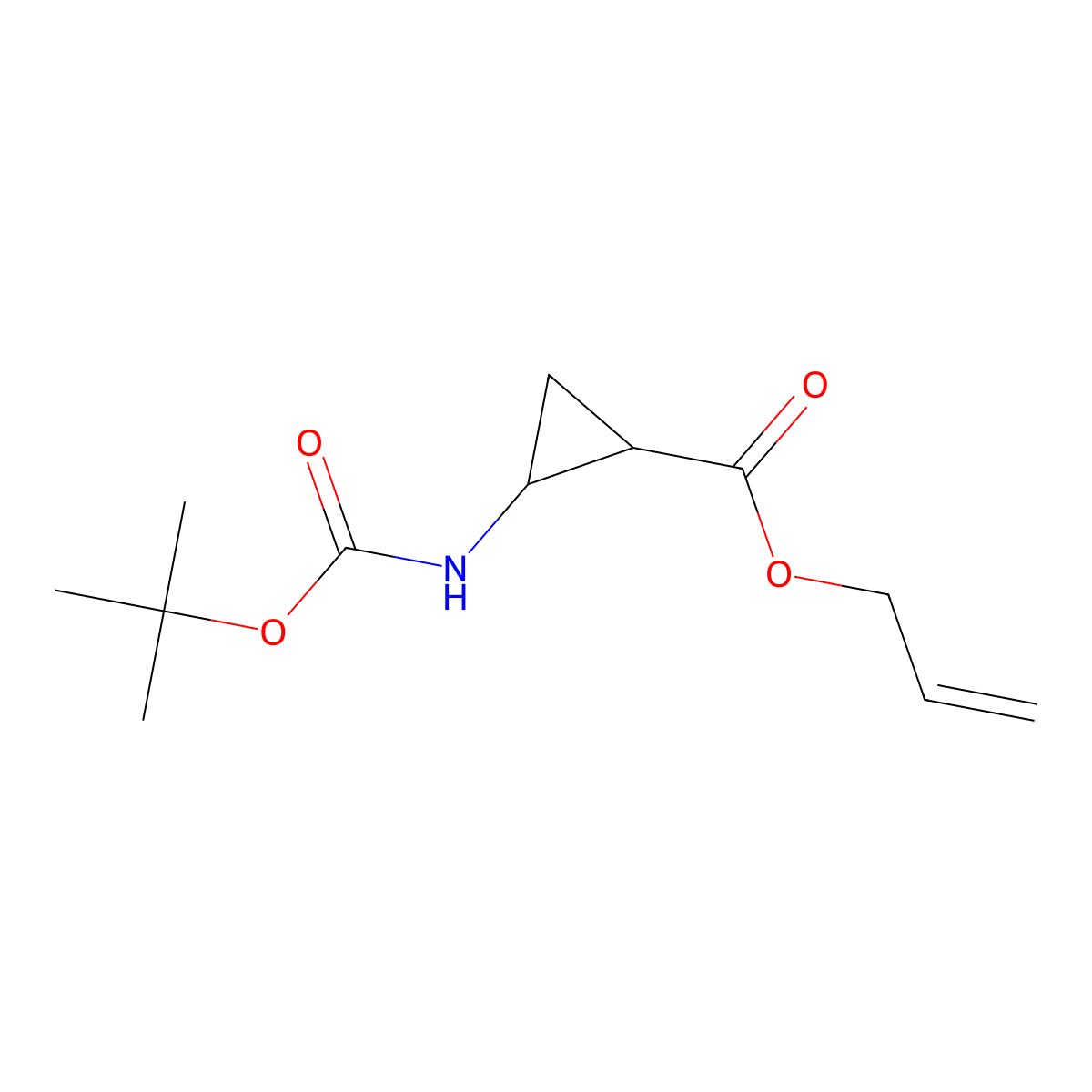 Allyl 2-((tert-butoxycarbonyl)amino)cyclopropane-1-carboxylate molecular structure, CAS 2167704-60-9