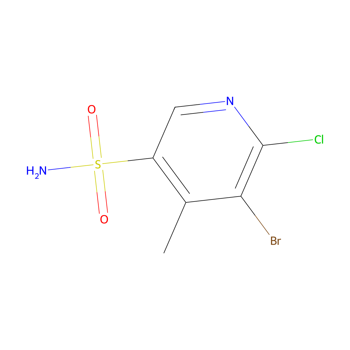 5-Bromo-6-chloro-4-methylpyridine-3-sulfonamide molecular structure, CAS 2167707-72-2
