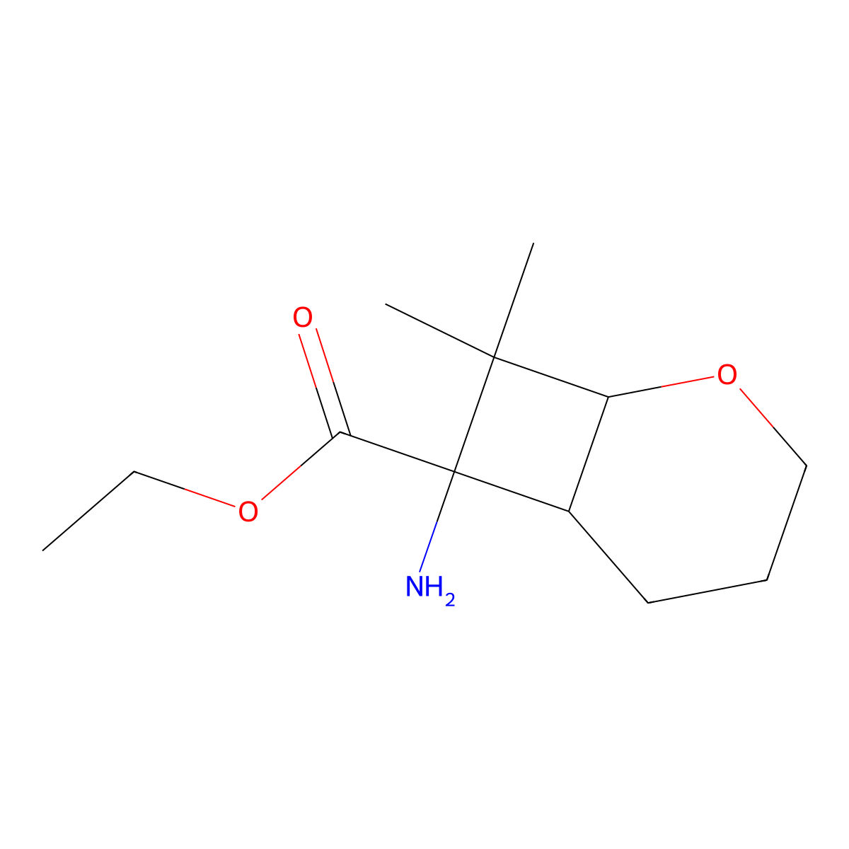 Ethyl 7-amino-8,8-dimethyl-2-oxabicyclo[4.2.0]octane-7-carboxylate molecular structure, CAS 2167716-12-1