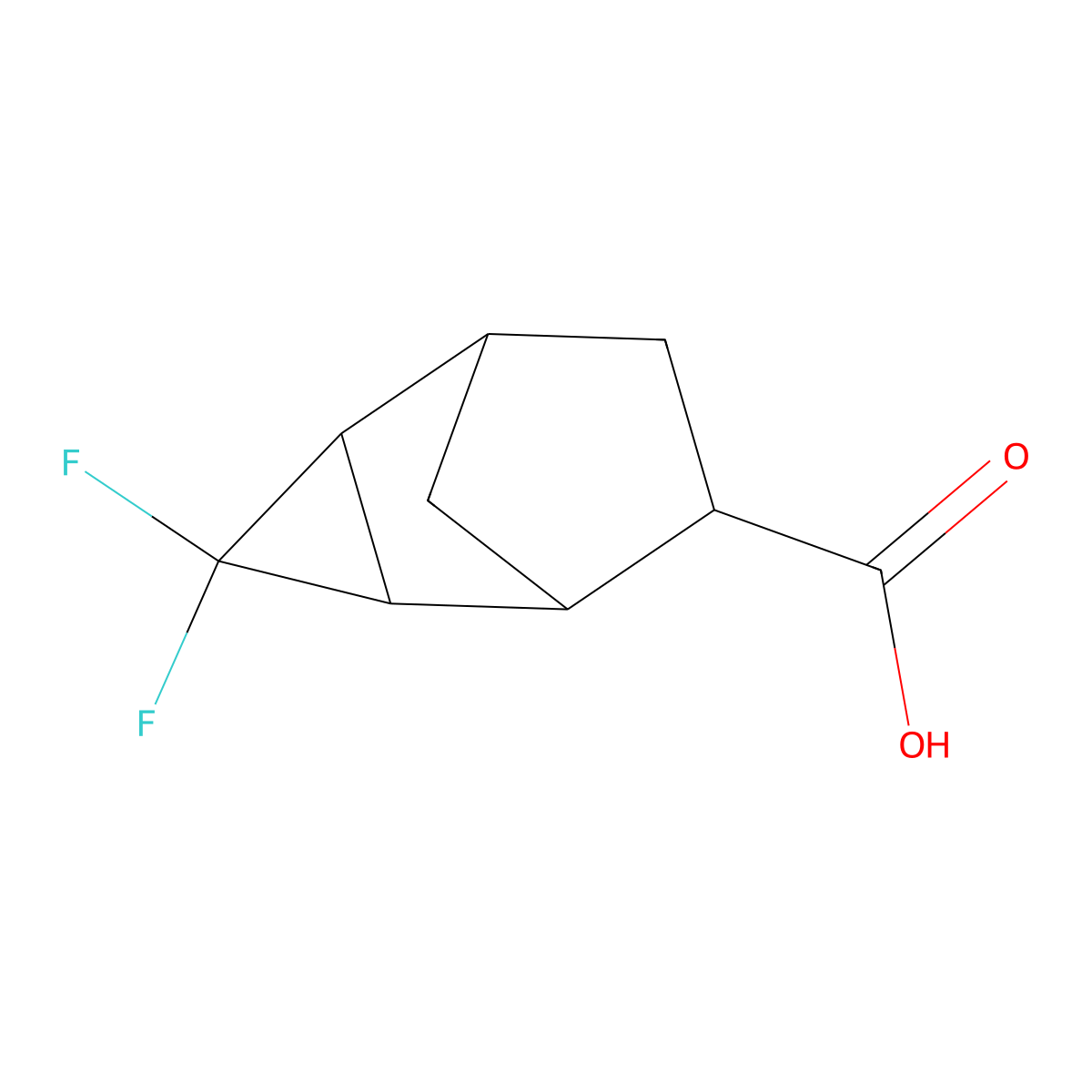 3,3-Difluorotricyclo[3.2.1.0,2,4]octane-6-carboxylic acid molecular structure, CAS 2167718-13-8