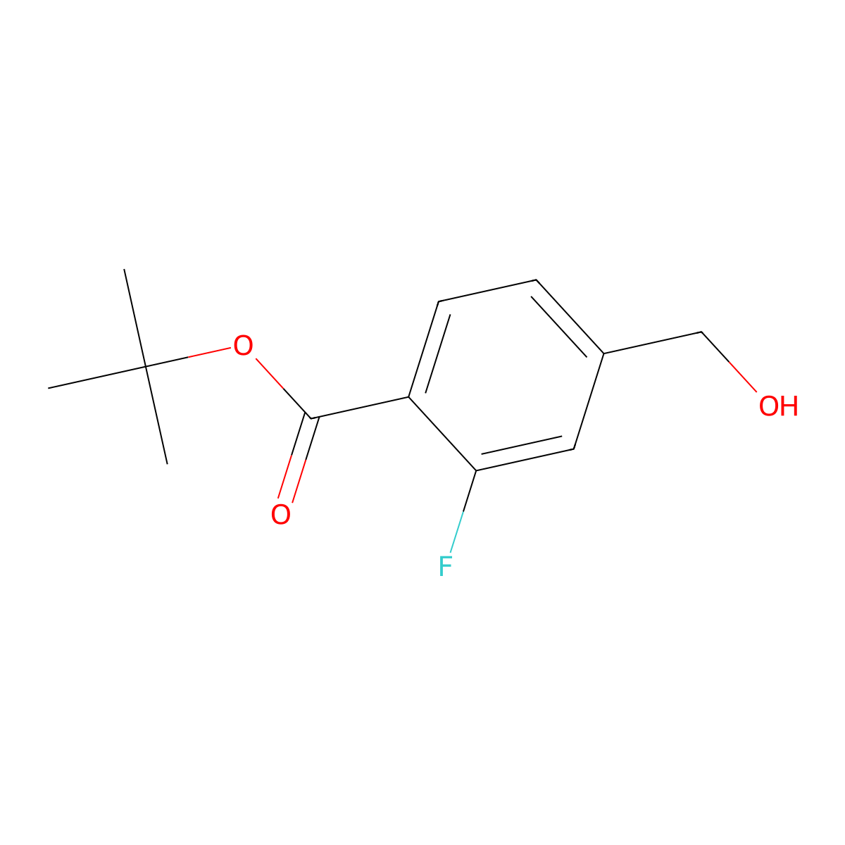 Tert-butyl 2-fluoro-4-(hydroxymethyl)benzoate molecular structure, CAS 2167724-46-9