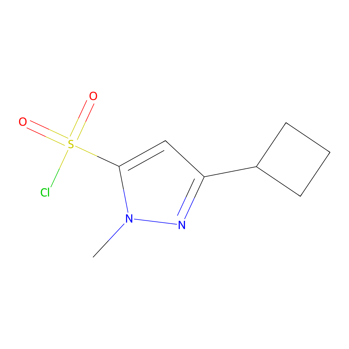 3-cyclobutyl-1-methyl-1H-pyrazole-5-sulfonyl chloride molecular structure, CAS 2167726-34-1