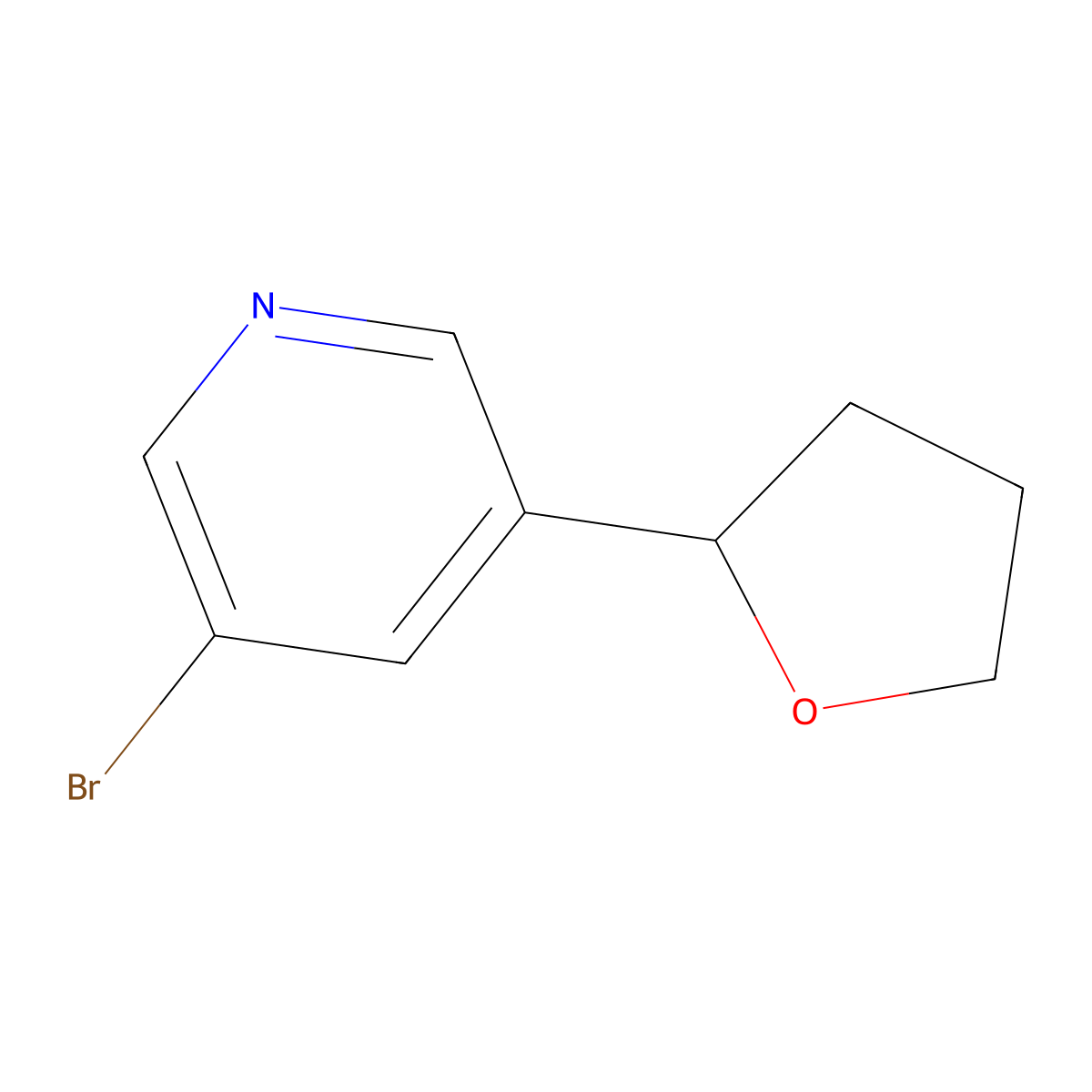 3-Bromo-5-(tetrahydrofuran-2-yl)pyridine molecular structure, CAS 2167739-35-5