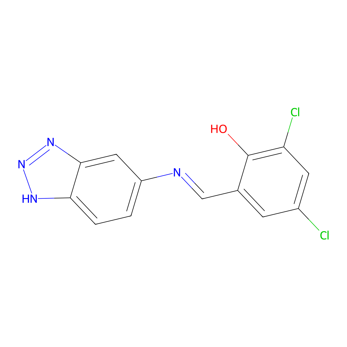 2-[(1H-benzotriazol-6-ylimino)methyl]-4,6-dichlorophenol molecular structure, CAS 216774-55-9